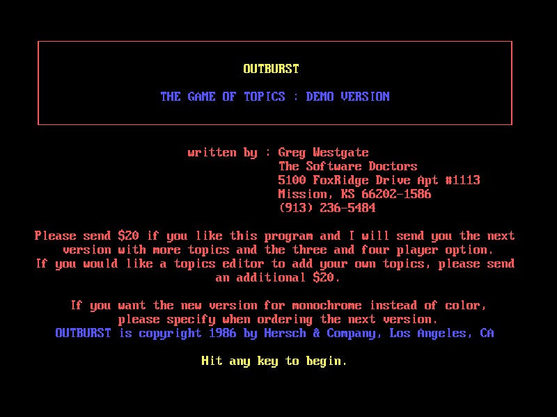 Outburst - The Game of Topics